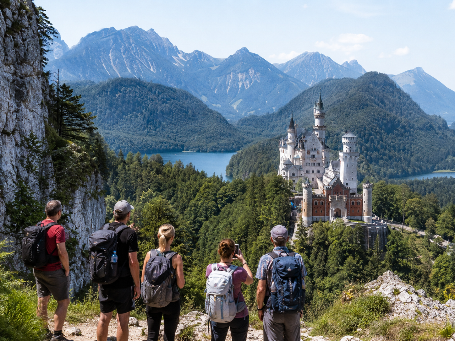 Geführte Wanderung in den Alpen mit Blick auf die Zugspitze